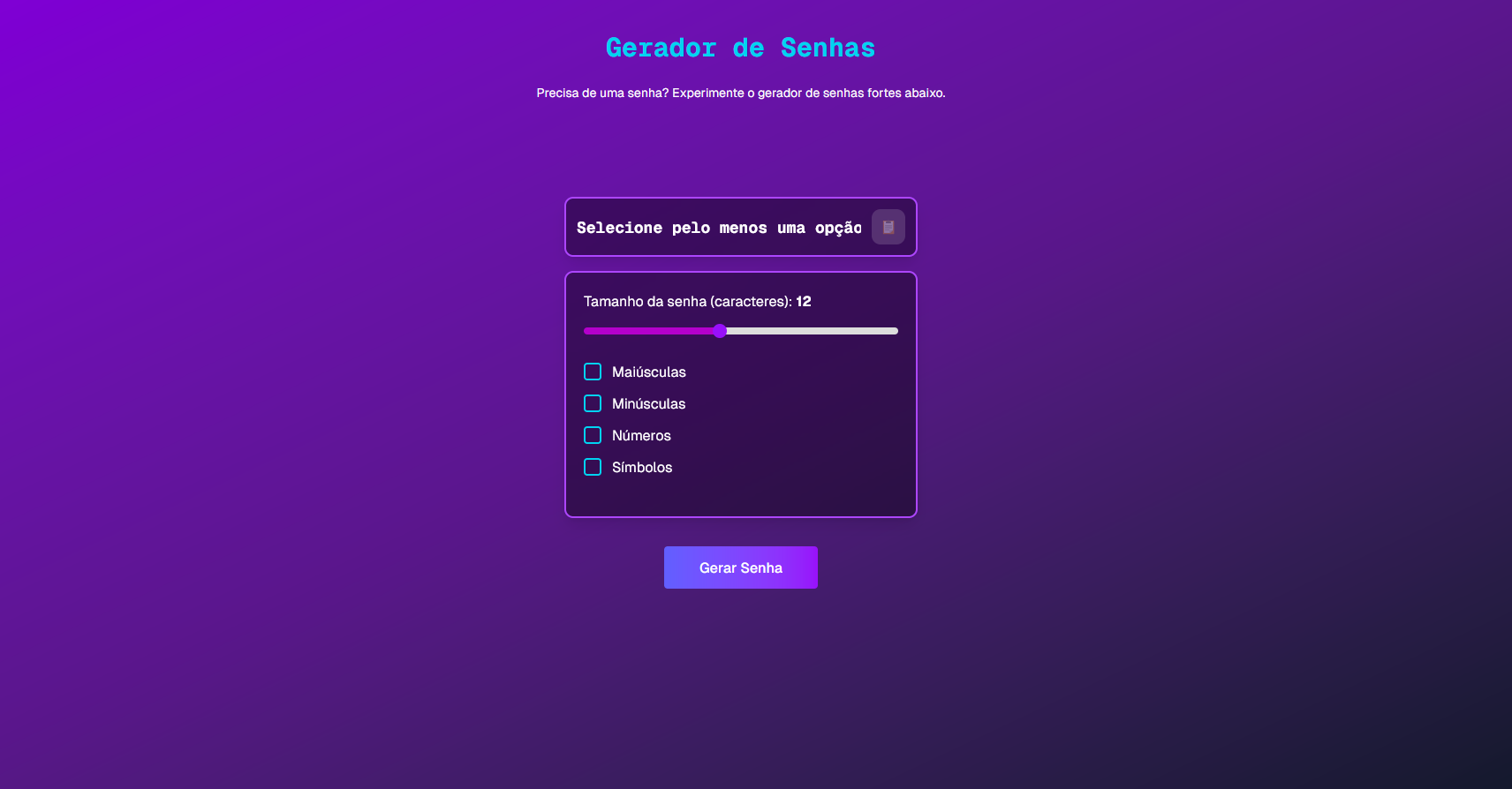 Gerador de Senhas